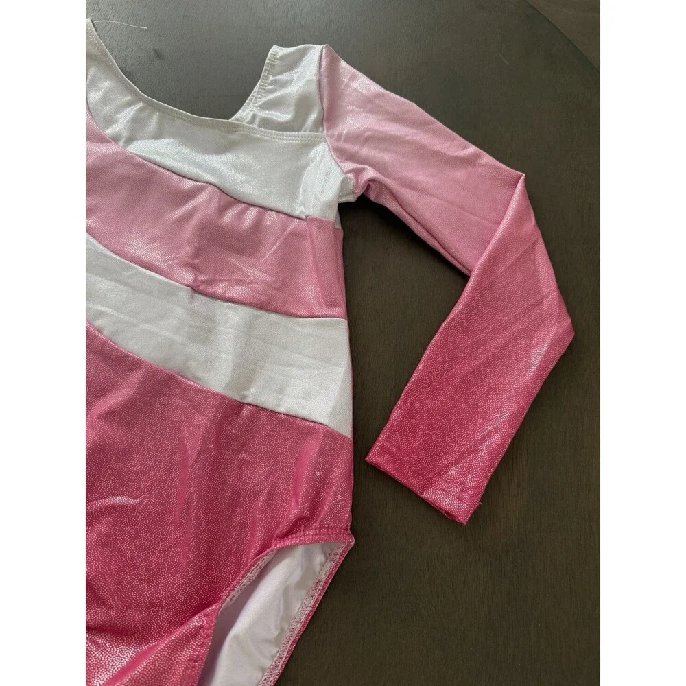 Gymnastic Leotard for Girls Long Sleeve Glitter Rhinestone Dance Ballet Bodysuit